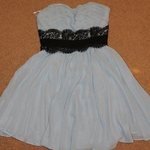 Pearl Baby Blue and Black Lace Formal Dress